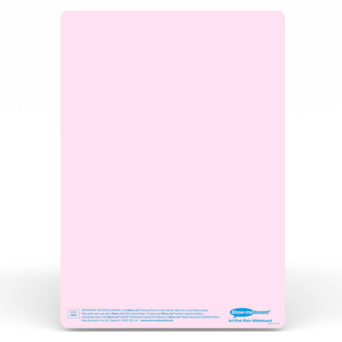 Show - Me Tinted Drywipe Board - Plain/Plain - Pink - ABC School Supplies