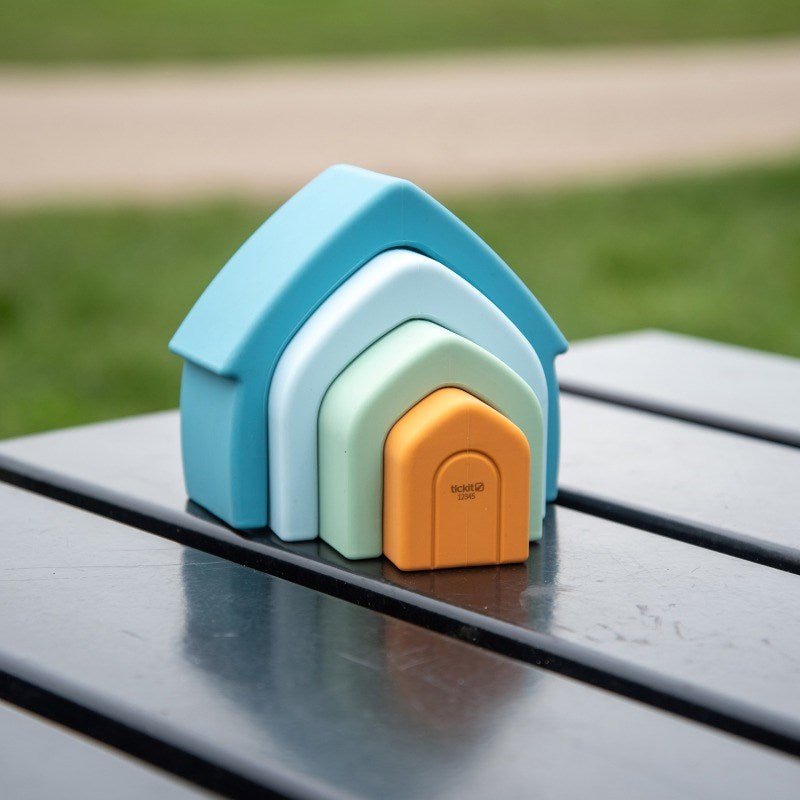 SiliSoft Stacking Houses (Neutral) - 4 Pack - ABC School Supplies
