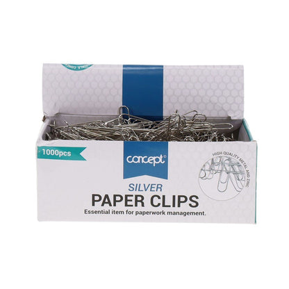 Silver Paper Clips 30mm Pack of 1000 - ABC School Supplies