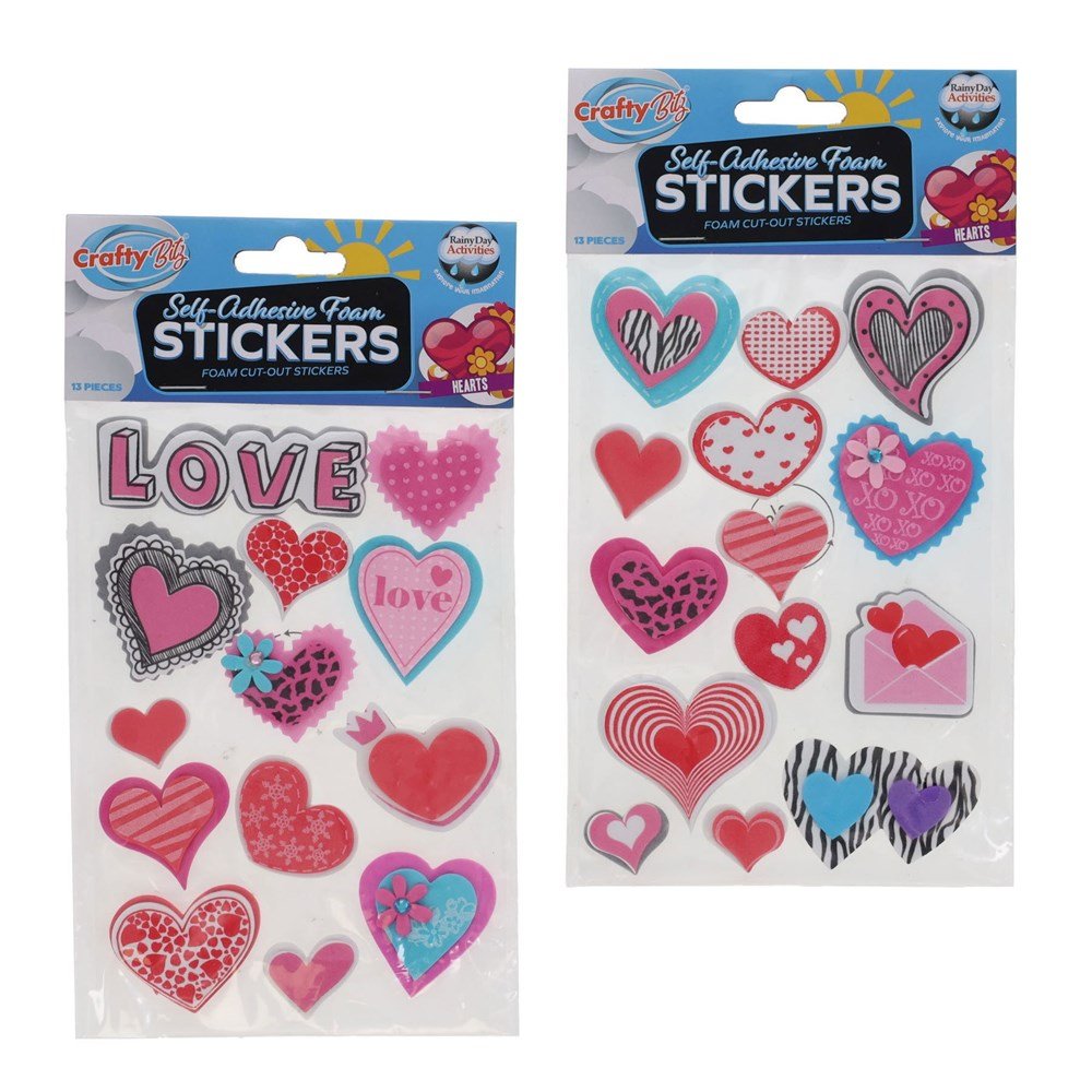 Squishy Foam Stickers - Love Hearts Pack of 13 - ABC School Supplies