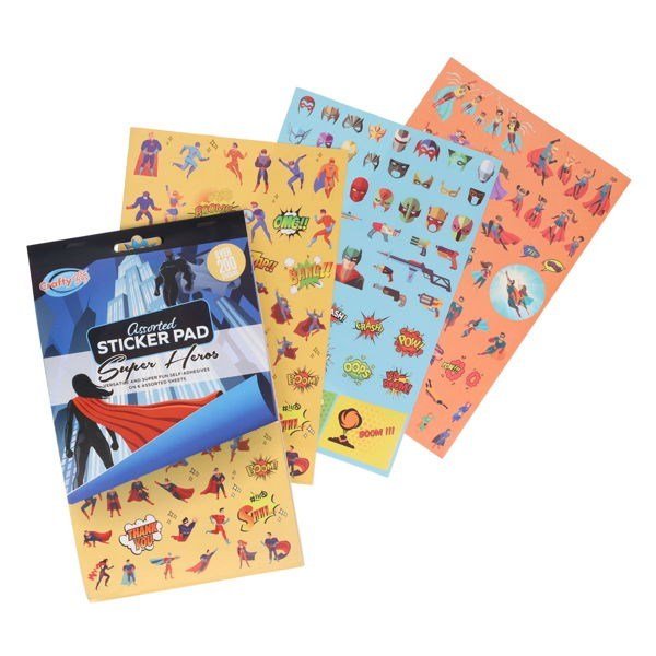 Sticker Pad - Super Heros 200+ Assorted - ABC School Supplies