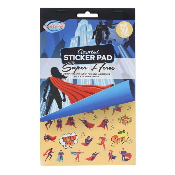 Sticker Pad - Super Heros 200+ Assorted - ABC School Supplies