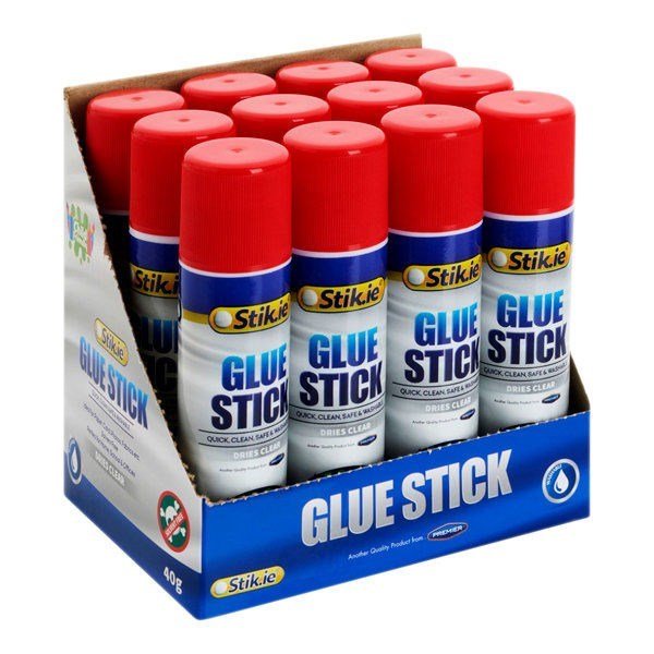 Stik - ie Glue Sticks 40g Pack of 12 - ABC School Supplies