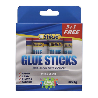 Stik.ie 3+1 Free 21G Glue Sticks - ABC School Supplies