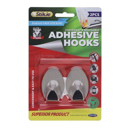 Stik.ie Stik.ie 2 Pack Removable Adhesive Hooks - 36x52mm - ABC School Supplies