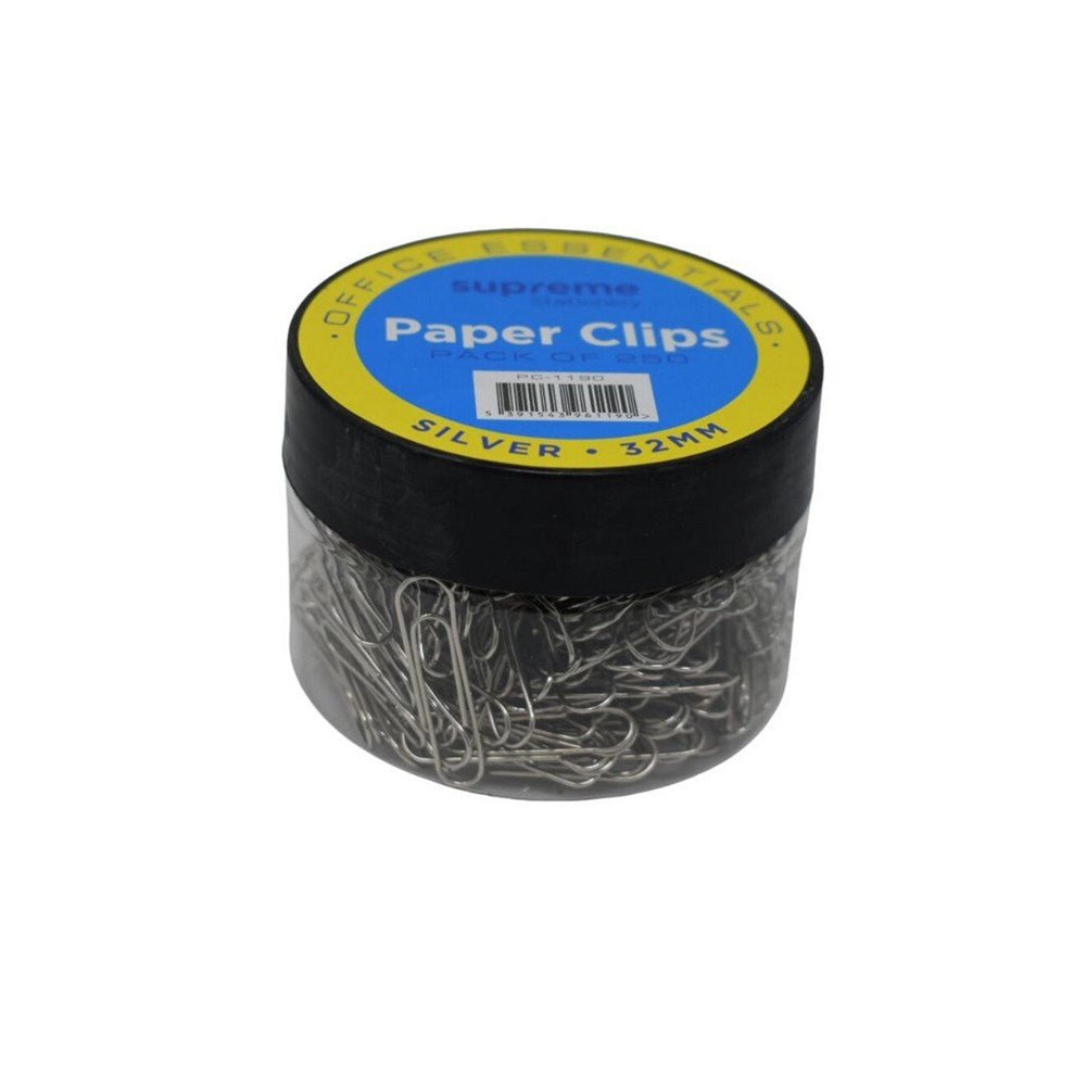 Supreme Silver Paper Clips 32mm Tub of 250 - ABC School Supplies