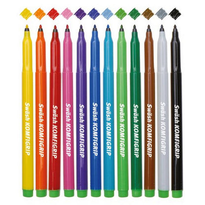 Swash Colouring Pens Komfigrip Fine - Assorted Classpack of 300 - ABC School Supplies