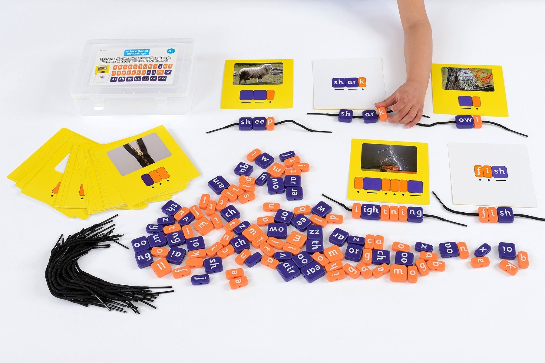Systematic Phonics Threading Beads - Phase 3 Letters & Graphemes Set - ABC School Supplies