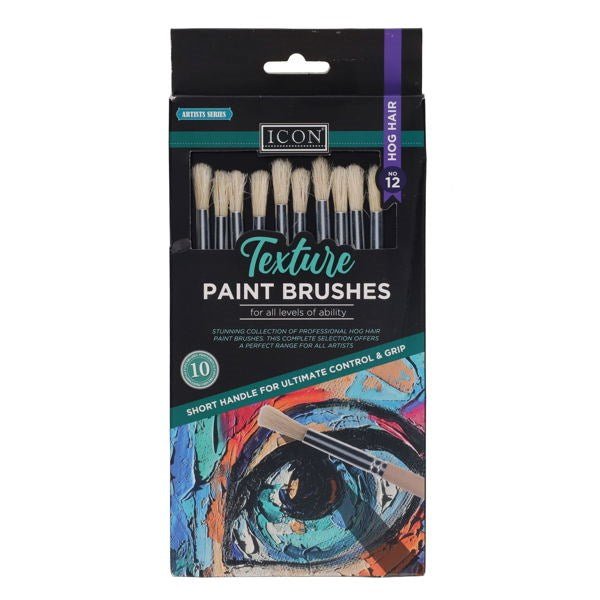 Texture Paint Brushes - Hog Hair No 12 (Pack of 10) - ABC School Supplies