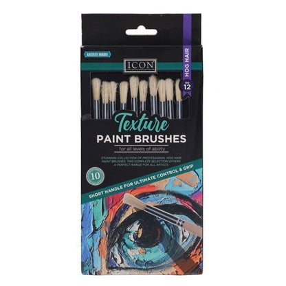 Texture Paint Brushes - Hog Hair No 12 (Pack of 10) - ABC School Supplies
