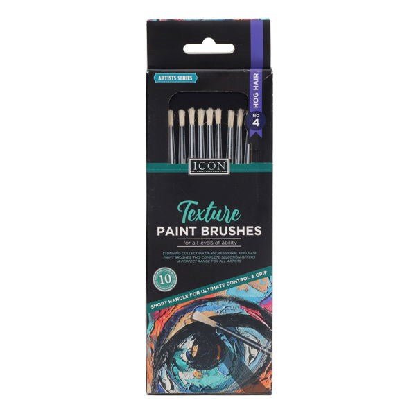 Texture Paint Brushes - Hog Hair No 4 (Pack of 10) - ABC School Supplies
