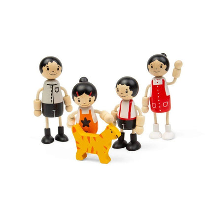 Tidlo East Asian Family Dolls - Wooden Doll Set for Kids - ABC School Supplies