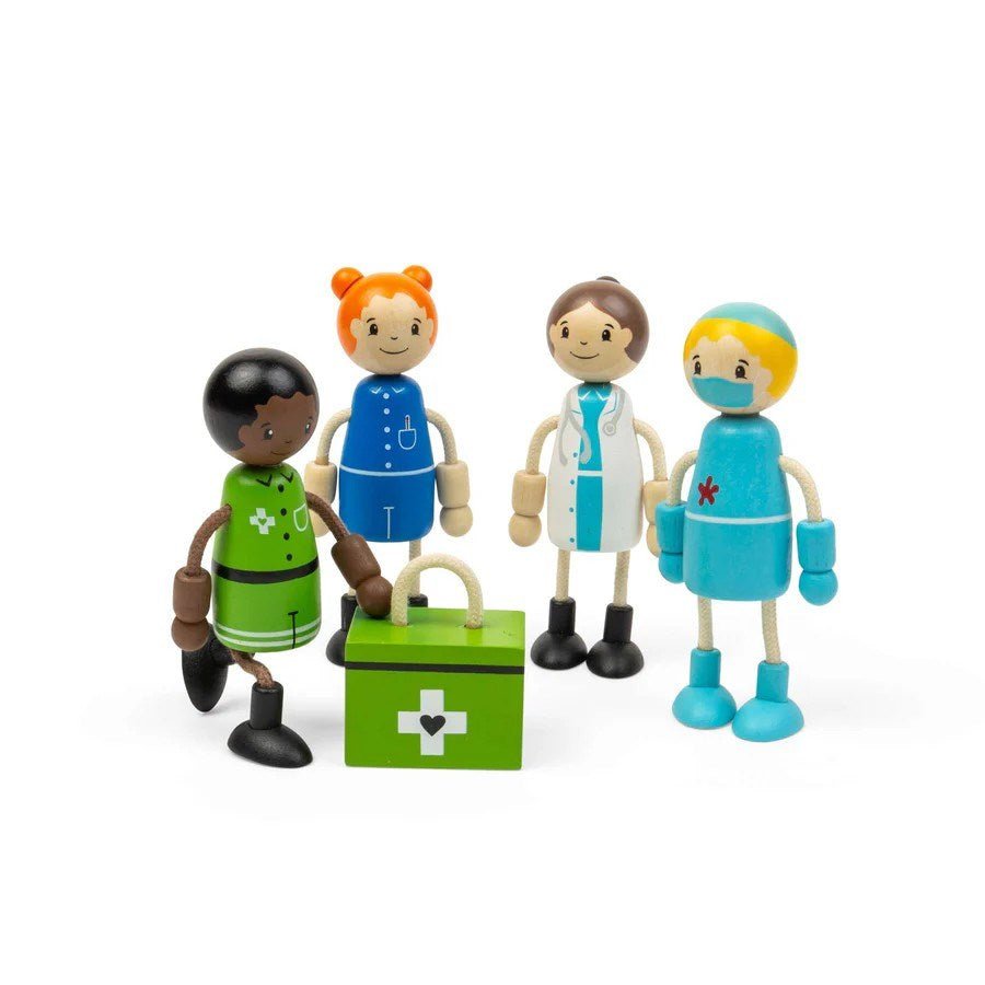Tidlo Medic Dolls - Wooden Doll Set for Kids - ABC School Supplies