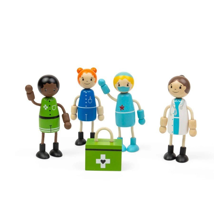 Tidlo Medic Dolls - Wooden Doll Set for Kids - ABC School Supplies