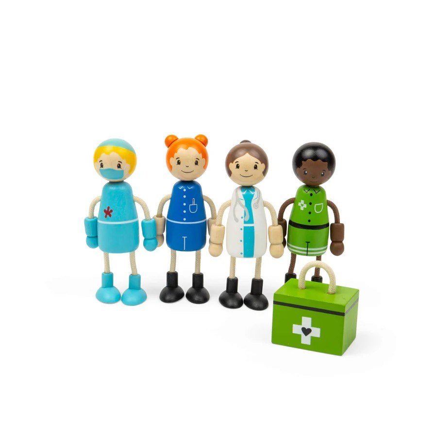 Tidlo Medic Dolls - Wooden Doll Set for Kids - ABC School Supplies