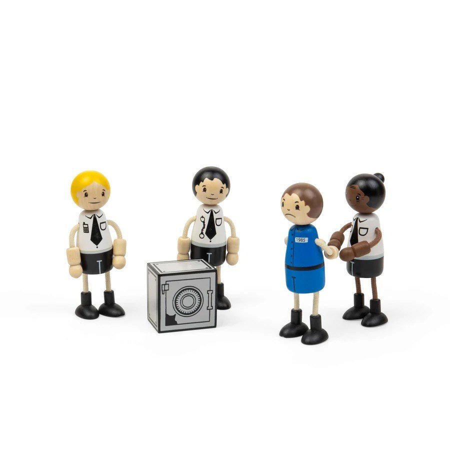 Tidlo Police Officer & Prisoner Dolls - Wooden Doll Set For Kids - ABC School Supplies