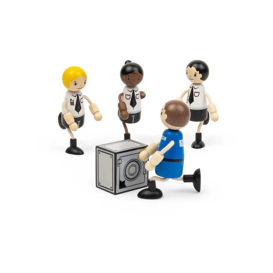 Tidlo Police Officer & Prisoner Dolls - Wooden Doll Set For Kids - ABC School Supplies