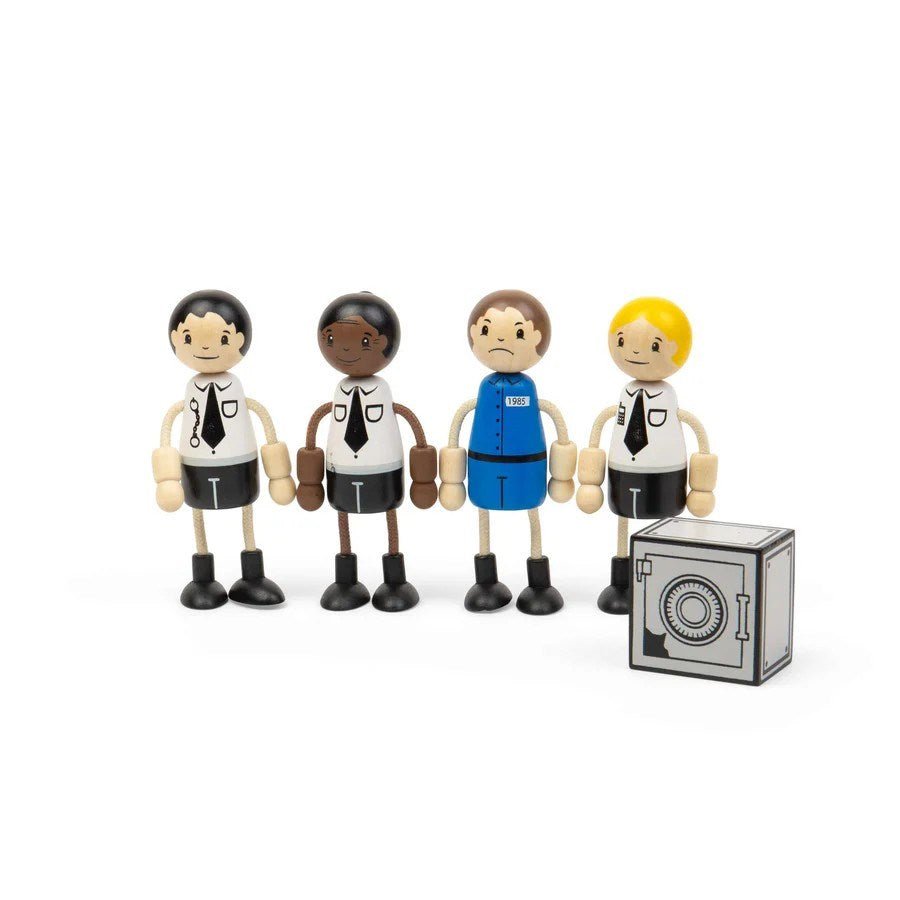 Tidlo Police Officer & Prisoner Dolls - Wooden Doll Set For Kids - ABC School Supplies