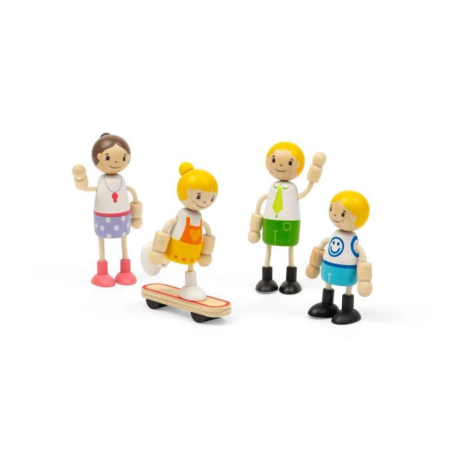 Tidlo White Family Dolls - Wooden Doll Set for Kids - ABC School Supplies