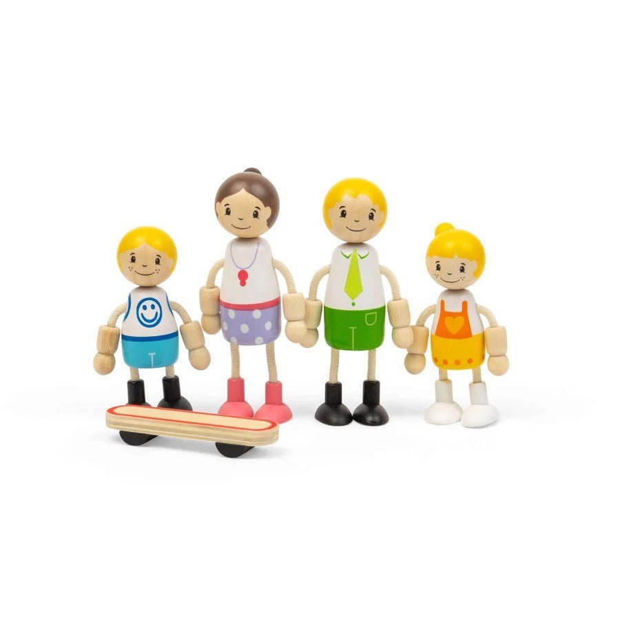 Tidlo White Family Dolls - Wooden Doll Set for Kids - ABC School Supplies