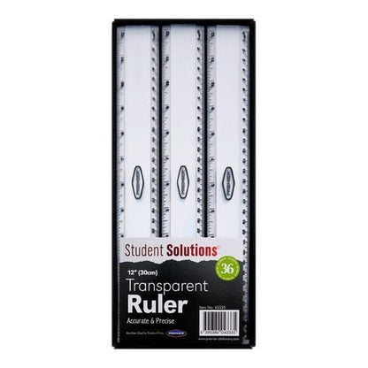 Transparent Ruler 12"/30cm Value Pack of 36 - ABC School Supplies