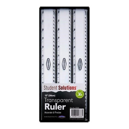 Transparent Ruler 12"/30cm Value Pack of 36 - ABC School Supplies