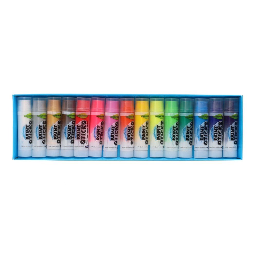 Washable 5g Poster Paint Sticks Pack of 15 - Brights - ABC School Supplies