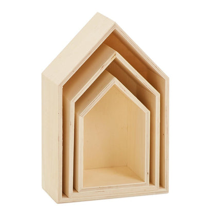 Wooden House Discovery Boxes - Pack of 3 - ABC School Supplies