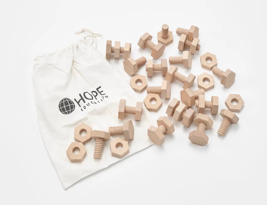 Wooden Nuts and Bolts Pack of 20 Pairs - ABC School Supplies