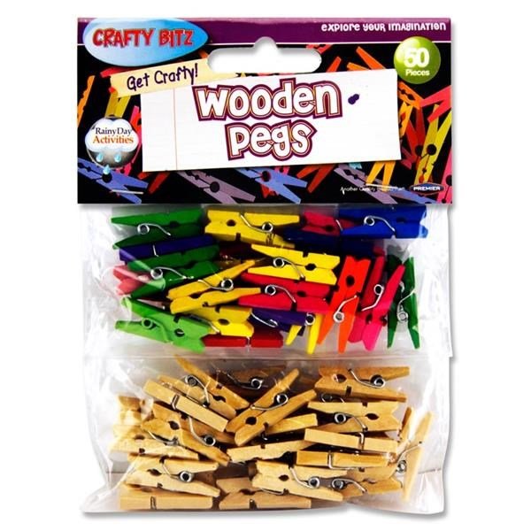 Wooden Pegs Asstd Pack Of 50 - ABC School Supplies