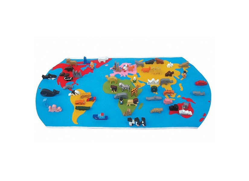 World Map With Animals & Buildings Playmat - ABC School Supplies