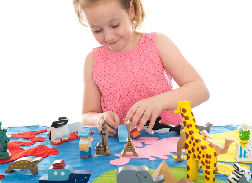 World Map With Animals & Buildings Playmat - ABC School Supplies