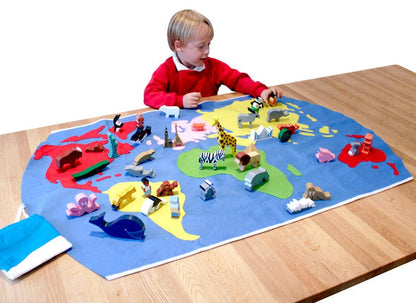 World Map With Animals & Buildings Playmat - ABC School Supplies