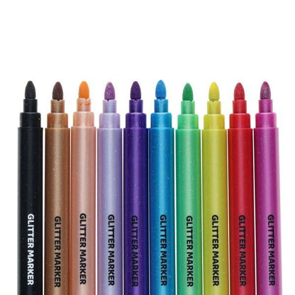 World of Colour 10 Pack Washable Glitter Markers - ABC School Supplies