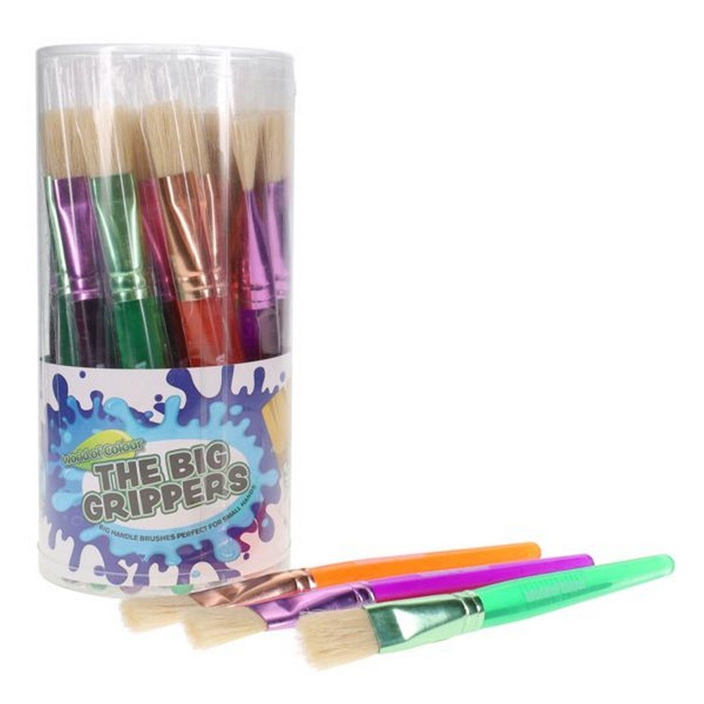 World Of Colour Big Grippers Paint Brush - Flat Head Value Tub Of 30 - ABC School Supplies