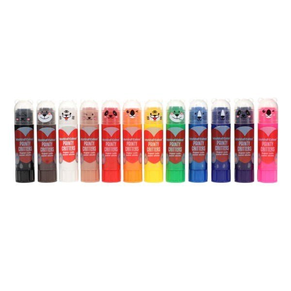 World of Colour Box 12X15g Washable Painty Critters Poster Paint Sticks - ABC School Supplies