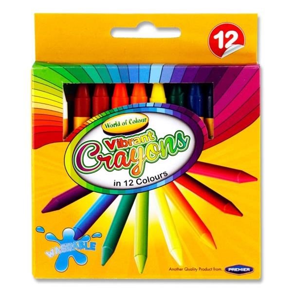 World Of Colour Box Of 12 Super Washable Crayons - ABC School Supplies
