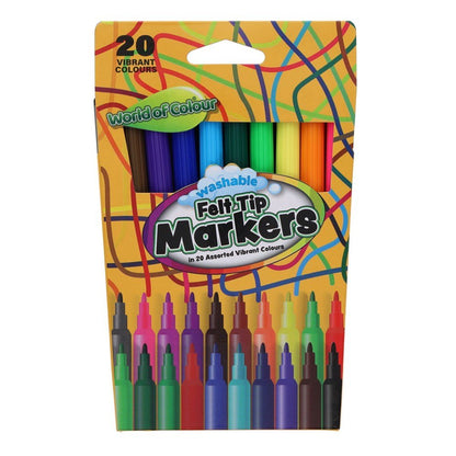 World of Colour Felt Tip Markers Of 20 - ABC School Supplies