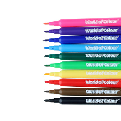 World of Colour Felt Tip Markers Set of 10 - ABC School Supplies