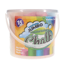 World of Colour Jumbo Sidewalk Chalk - Coloured Bucket of 15pcs - ABC School Supplies