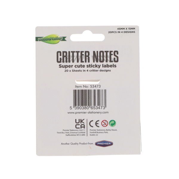 World of Colour Pkt.20 Critter Notes - 3 Asst - ABC School Supplies