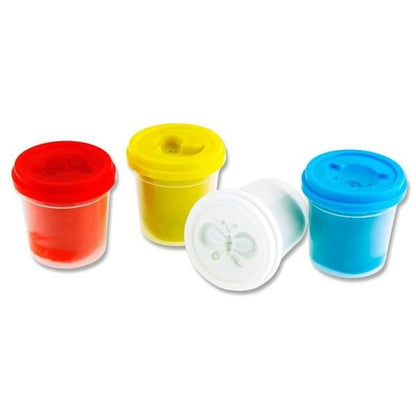 World Of Colour Play Dough With Mould Lids (4X140G Pots) Red, Blue, White & Yellow - ABC School Supplies