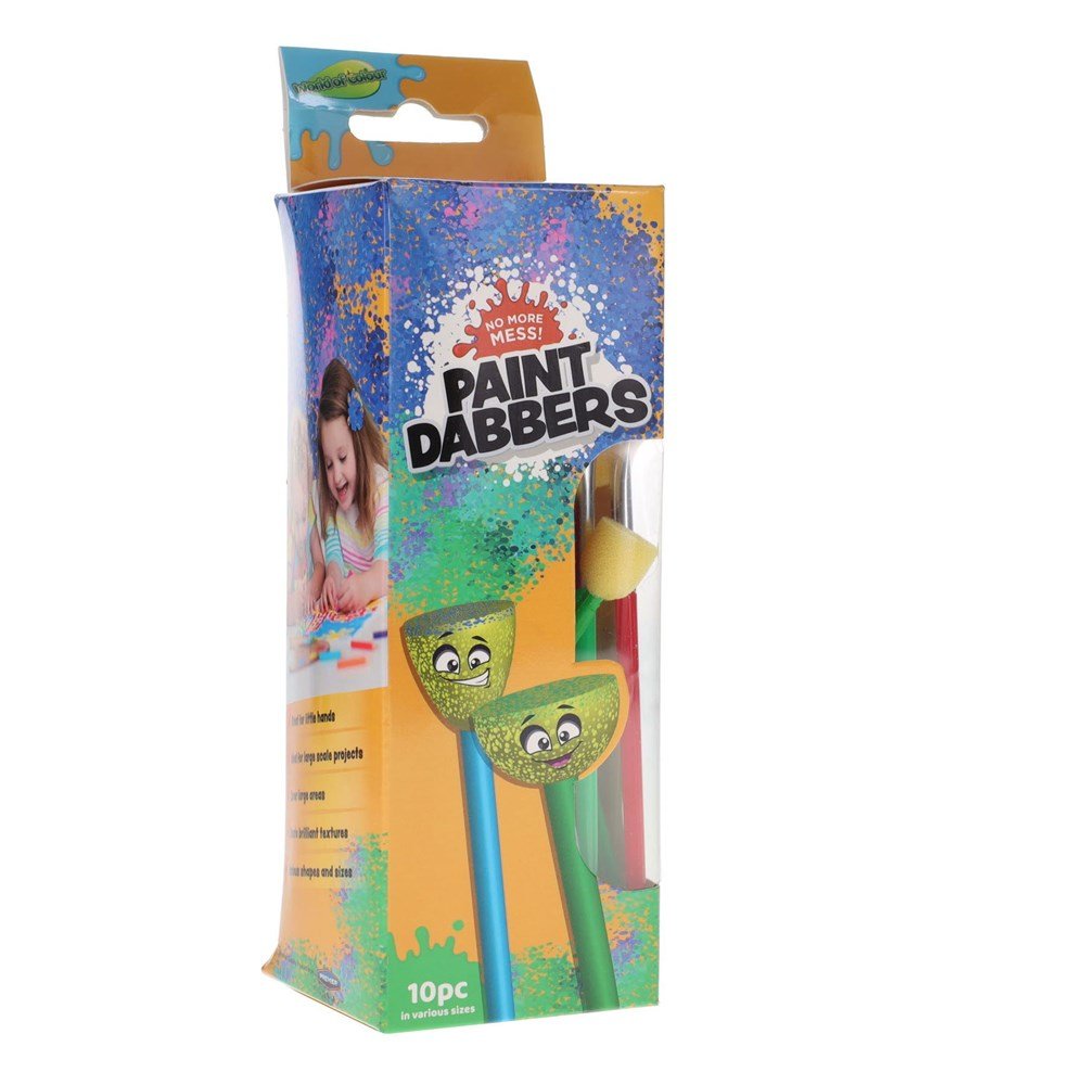 World Of Colour Sponge Dabbers Paintbrushes Tube Of 10 - ABC School Supplies