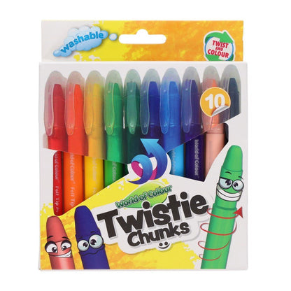 World of Colour Twisties Chunk Crayons Pack of 10 - ABC School Supplies